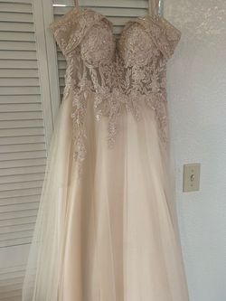 Cinderella divine Nude Size 8 Floor Length A-line Ball gown on Queenly