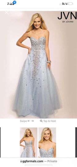 Jovani Blue Size 16 Floor Length Ball gown on Queenly