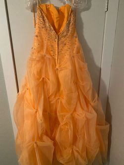 Tiffany Designs Orange Size 12 Floor Length Prom Ball gown on Queenly