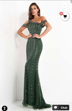 Jovani Dark Green Size 10 Euphoria Pageant One Shoulder Mermaid Dress on Queenly