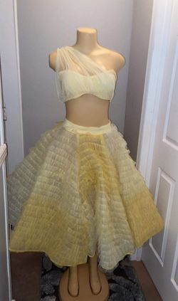 custom Yellow Size 10 Black Tie Free Shipping Cocktail Dress on Queenly