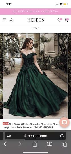 hebeos Green Size 16 Plus Size Prom Ball gown on Queenly