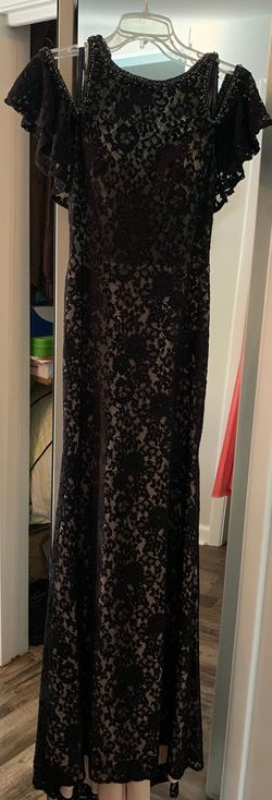 MoriLee Black Tie Size 6 Floor Length Sequin Straight Dress on Queenly