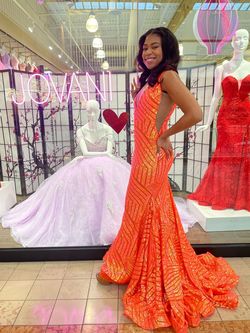 Jovani Orange Size 2 Floor Length Pageant Black Tie Mermaid Dress on Queenly