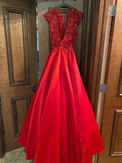 Jovani Red Size 4 50 Off Floor Length Sheer Ball gown on Queenly