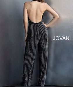 Jovani Black Tie Size 4 Halter 70 Off Floor Length Jumpsuit Dress on Queenly
