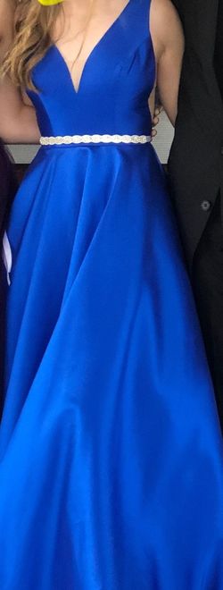 Sherri Hill Blue Size 0 Floor Length Black Tie Train Dress on Queenly