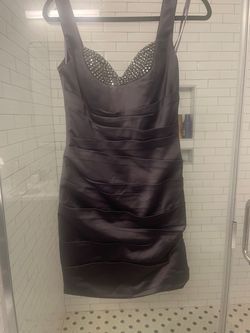 La Femme Silver Size 4 Euphoria Midi Cocktail Dress on Queenly