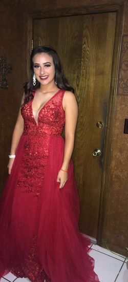 Jovani Red Size 10 Pageant Free Shipping Ball gown on Queenly