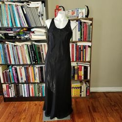 Vintage Black Size 6 Floor Length Side Slit A-line Dress on Queenly