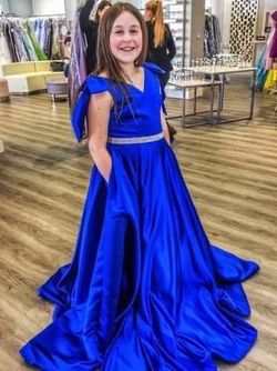Ashley Lauren Blue Size 16 Plus Size Pageant Ball gown on Queenly