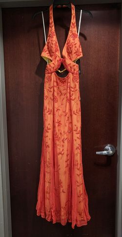 Style 1991 Sean Collection Orange Size 2 Cut Out Tall Height A-line Dress on Queenly