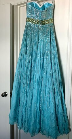 Sherri Hill Blue Size 0 Floor Length Pageant Halter A-line Dress on Queenly
