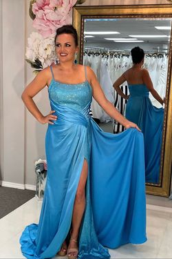 Portia and Scarlett Blue Size 8 Floor Length Train Dress on Queenly