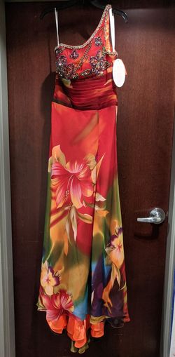 Style 14508 Panoply Multicolor Size 6 Floor Length Print Side slit Dress on Queenly
