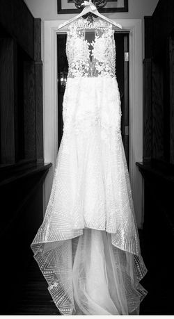 Milla Nova Nude Size 8 Embroidery Wedding Mermaid Dress on Queenly