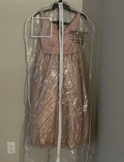 Madison James Pink Size 0 Shiny Rose Gold Ball gown on Queenly
