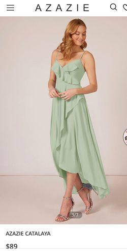 Azazie Green Size 6 Floor Length Straight Dress on Queenly