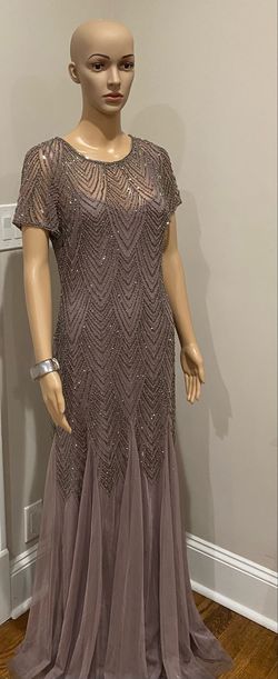 Adrianna Papell Nude Size 12 Military Wedding Guest Straight Dress on Queenly