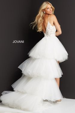Style 07263 Jovani White Size 4 High Low Bachelorette Bridal Shower Prom Cocktail Dress on Queenly