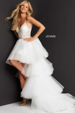 Style 07263 Jovani White Size 4 Prom High Low Cocktail Dress on Queenly