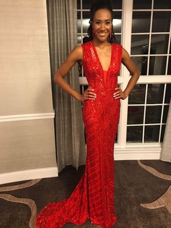 Sherri Hill Red Size 4 Black Tie Floor Length Military Straight Dress on Queenly