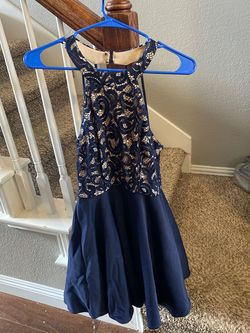 B. Darlin Blue Size 10 Floor Length A-line Dress on Queenly