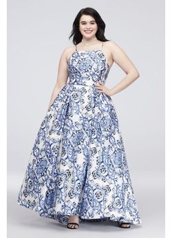 Betsy and Adam Blue Size 16 Plus Size Ball gown on Queenly