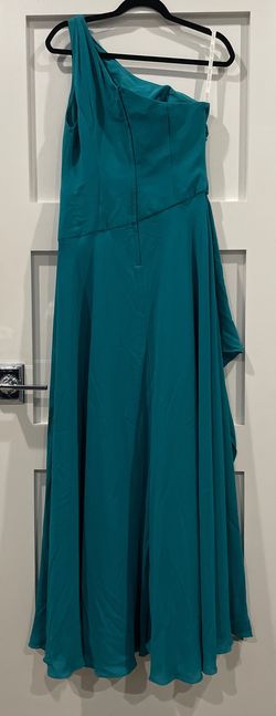 David's Bridal Blue Size 8 Military Short Height Floor Length Straight Dress on Queenly