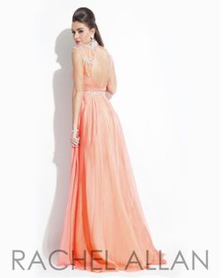 Rachel Allan Orange Size 6 Backless High Neck Prom Straight Dress on Queenly
