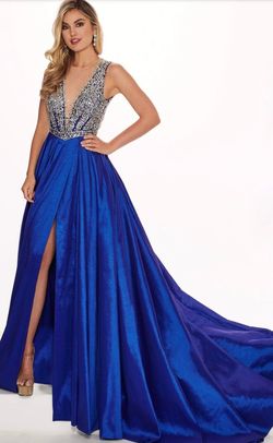 Rachel Allan Blue Size 8 Floor Length A-line Dress on Queenly