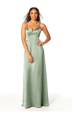 Style Bonnie MoriLee Green Size 10 Military Bridesmaid Silk Straight Dress on Queenly