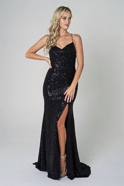Style Brandi Amelia Couture Black Size 8 Floor Length Sweetheart Side slit Dress on Queenly