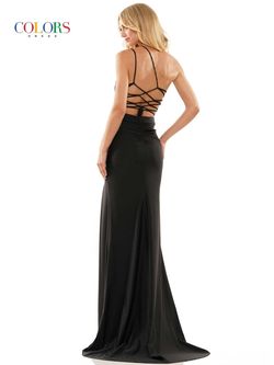 Style Kylie Colors Blue Size 8 Black Tie Side slit Dress on Queenly
