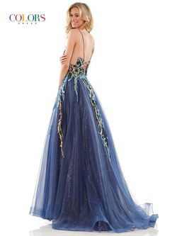 Style Gillian Colors Blue Size 12 Plus Size Black Tie Ball gown on Queenly