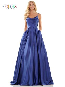 Style Lena Colors Blue Size 12 Black Tie Floor Length Silk Ball gown on Queenly