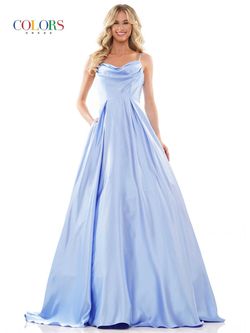 Style Lena Colors Light Blue Size 18 Pockets Black Tie Ball gown on Queenly