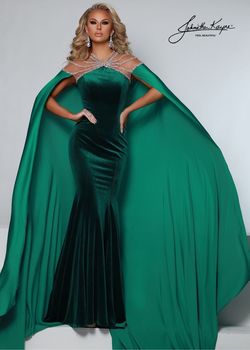 Style Ava Johnathan Kayne Green Size 4 Black Tie Tall Height Mermaid Dress on Queenly