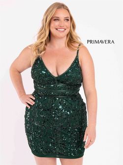 Style 3884 Primavera Green Size 16 Emerald Black Tie Cocktail Dress on Queenly