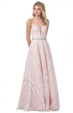 Style Danielle Coya Pink Size 10 Black Tie Sequined Belt Ball gown on Queenly
