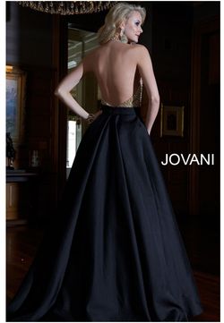 Jovani Black Size 4 Halter A-line Train Dress on Queenly