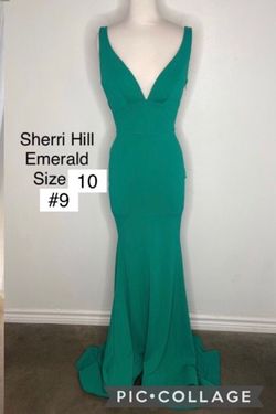 Sherri Hill Green Size 10 Military Ball Straight Dress on Queenly