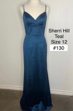 Sherri Hill Blue Size 12 Military Plus Size Straight Dress on Queenly