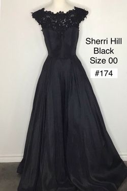 Sherri Hill Black Size 00 Cap Sleeve Pageant Floor Length Ball gown on Queenly