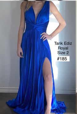 Tarik Ediz Blue Size 2 Floor Length Straight Dress on Queenly
