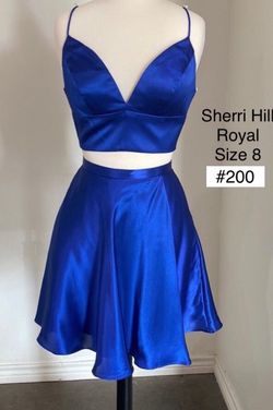 Sherri Hill Blue Size 8 Military A-line Dress on Queenly