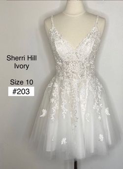 Sherri Hill White Size 10 Spaghetti Strap Tulle A-line Dress on Queenly