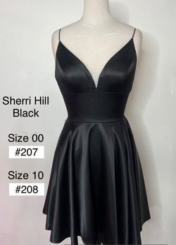 Sherri Hill Black Size 00 Silk Spaghetti Strap A-line Dress on Queenly
