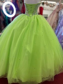 MoriLee Green Size 4 50 Off Shiny Ball gown on Queenly