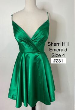 Sherri Hill Green Size 4 Floor Length Black Tie A-line Dress on Queenly